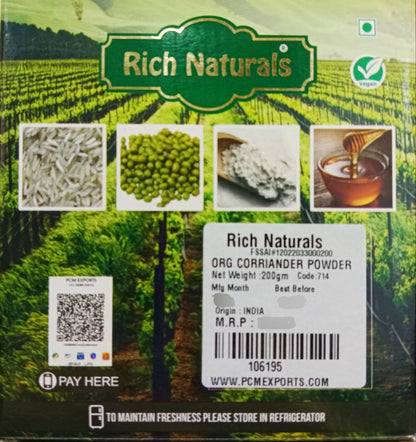 RICH NATURALS Organic Coriander Powder (Grade - A)