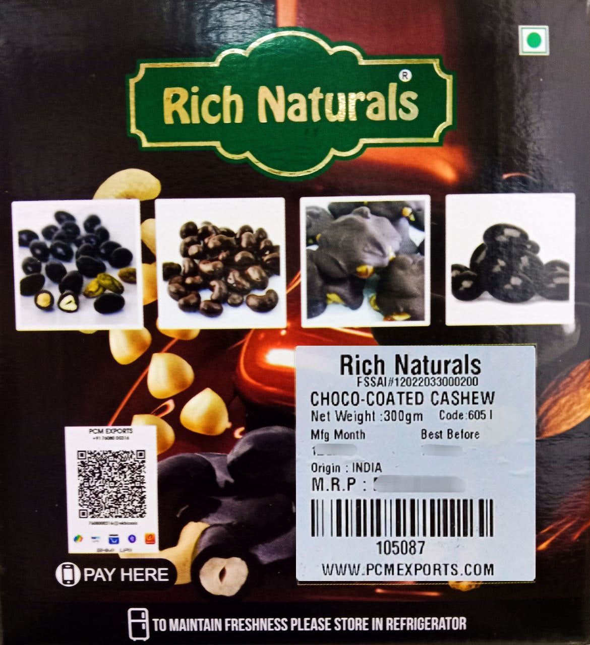 RICH NATUALS Chocolate-coated Cashew Nuts (Grade A)